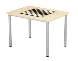 Стол шахматный (ЛДСП серый, белый, кромка в цвет; м/к красный), 800х600х700 мм