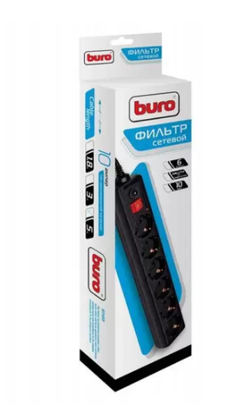 Сетевой фильтр BURO 600SH-5-B, 5м, черный
