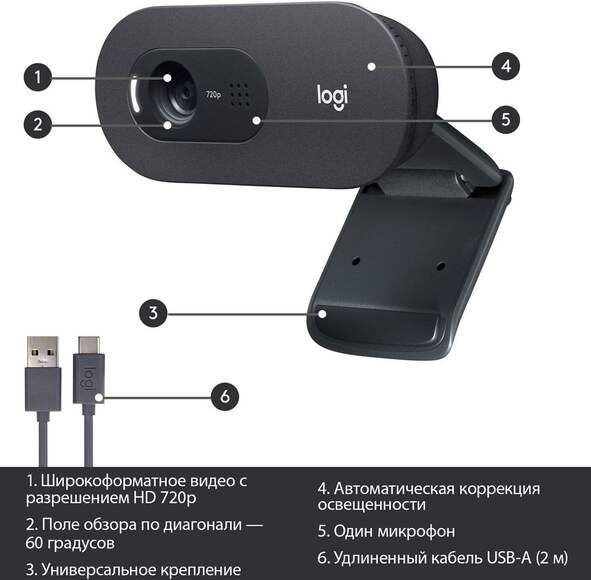Web-камера LOGITECH C505,  черный [960-001364]